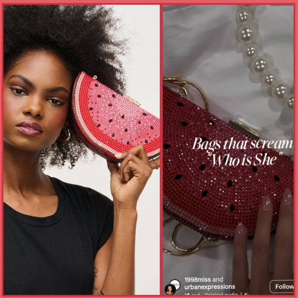 Urban Expressions Handbags - Tabitha Evening Bag Bling Rhinestone Water Melon Purse Urban Expressions NWT$90